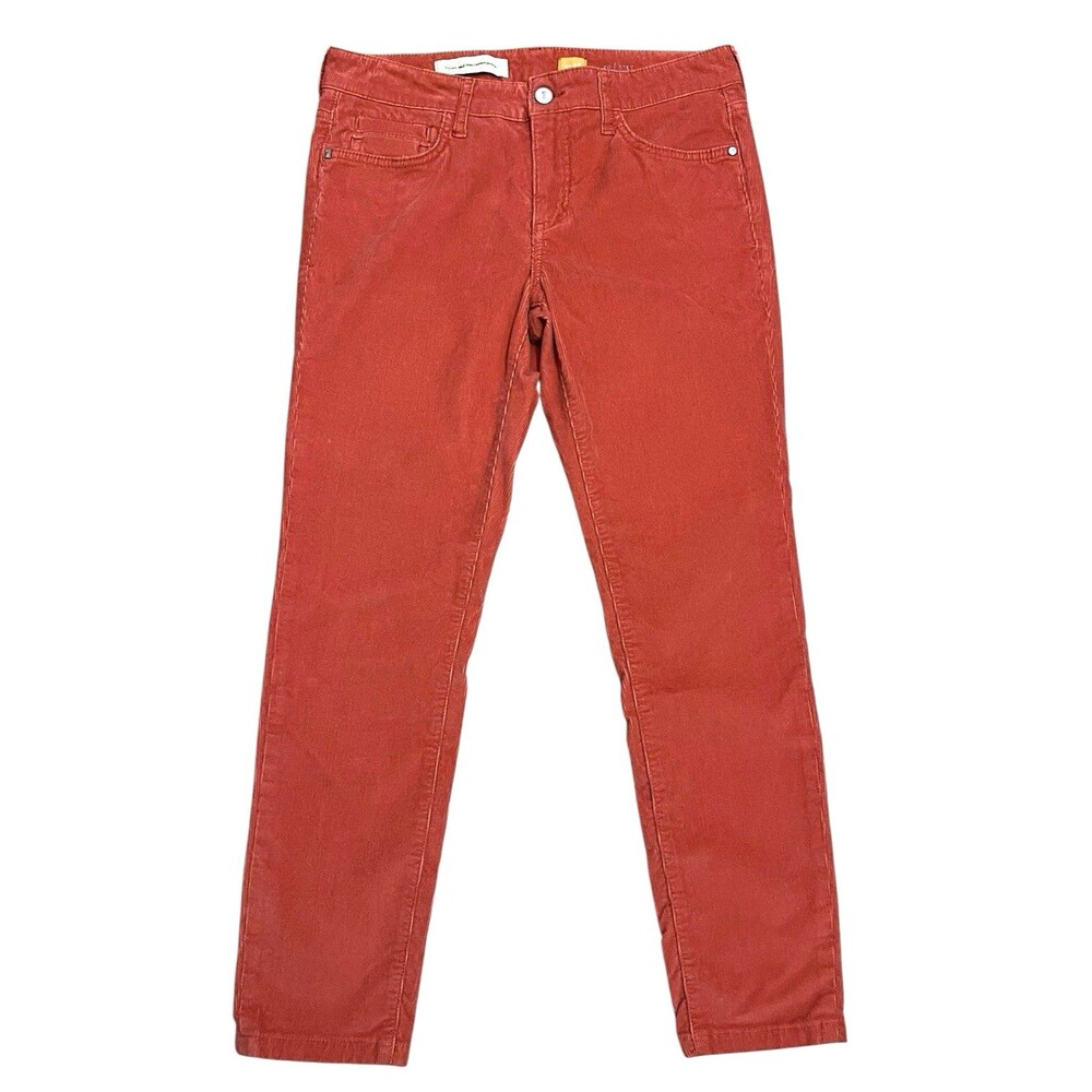 Anthropologie PILCRO Red Orange Skinny Corduroy Mid-Rise Pants Women's 28 (30)